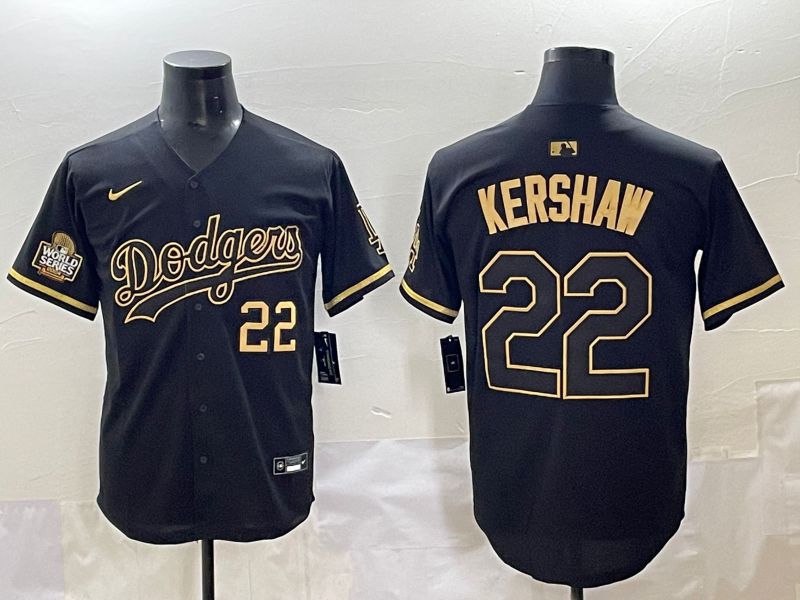 Men 2025 Los Angeles Dodgers #22 Kershaw Black Gold Five generations Nike MLB Jersey style 3->los angeles dodgers->MLB Jersey
